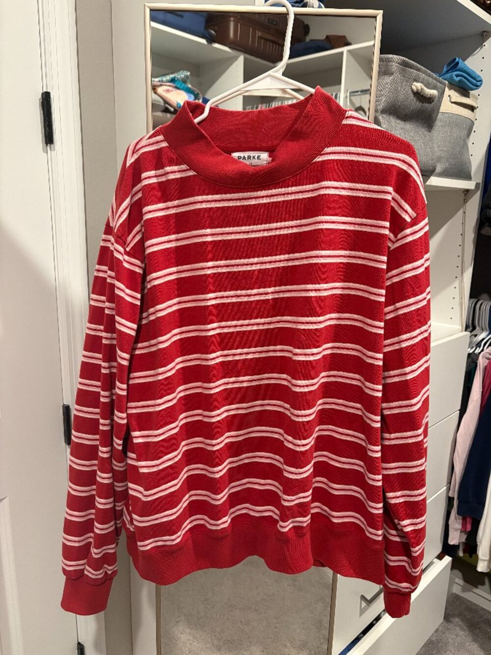 Parke Valentine's Amour Striped Mockneck Pullover L/XL